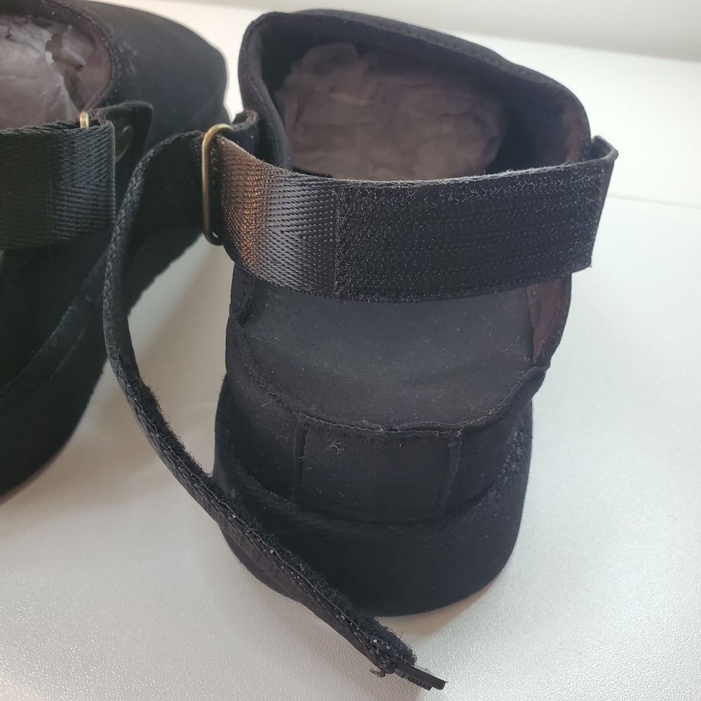 Black Platform Clogs with Adjustable Heel Strap Serrated Sole Womens 8 24SE7 - Picture 5 of 8